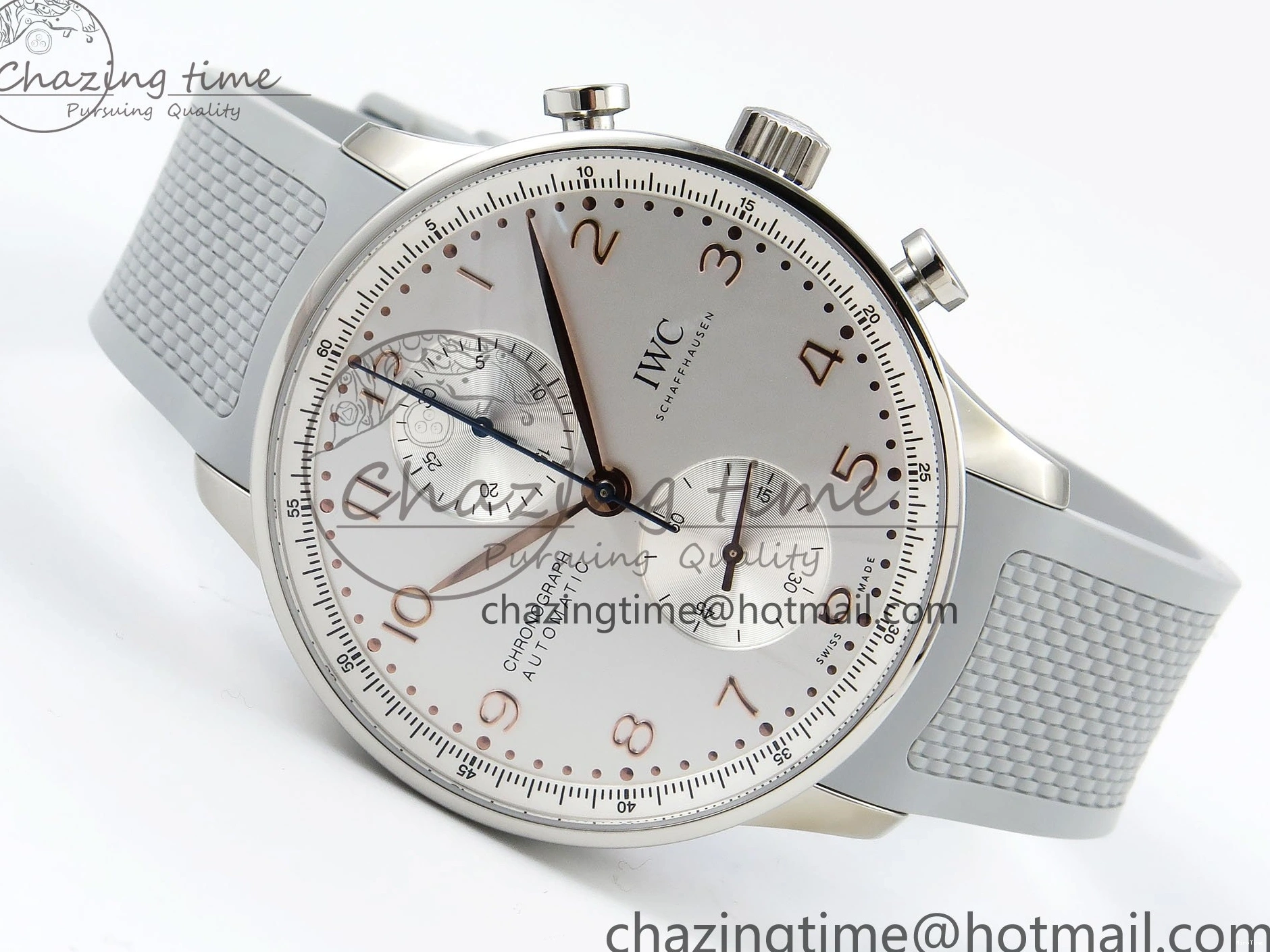 MIROTIME 0502 Portuguese Chrono IW3716 Z+F 1:1 Best Edition White Dial on Gray Rubber Strap A WrinkleFree 7014
